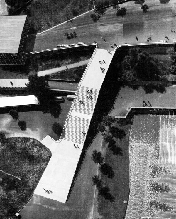 图4 由马特恩在1950年为在斯图加特举办的德国园林展的主要入口设计的楼梯(来源：H. Mattern，Gärtenund Gartenlandschaften. Stuttgart：GerdHatje，1960年)
