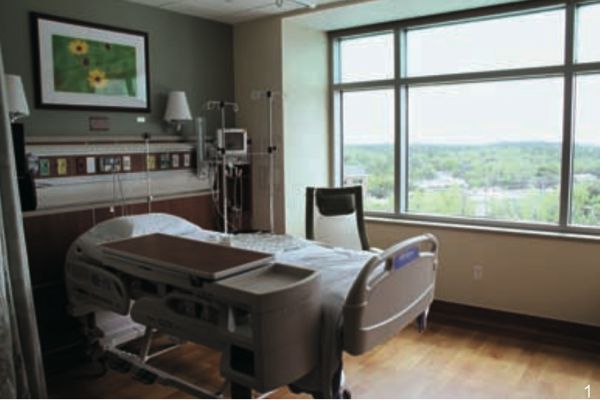 图1 看到风景的病房，弗罗里达大学尚兹肿瘤医院(弗洛里达州盖恩斯维尔市)