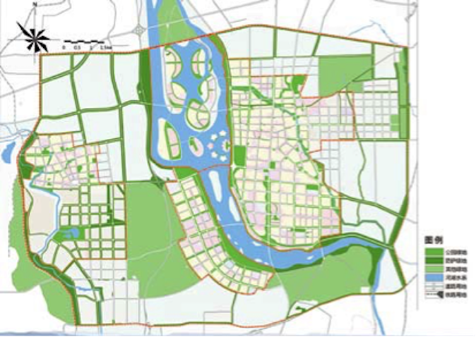图1 迁安市中心城区绿地系统总体规划图(引自《迁安市城市绿地系统规划(2013—2030)》)