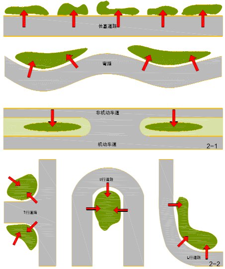 图2 不同类型道路生物滞留池设置