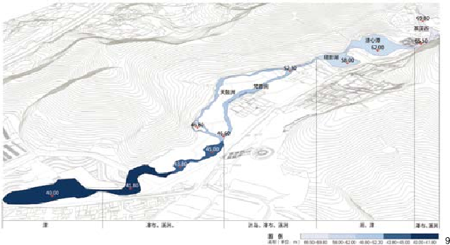 图9 牛首山景区北部地区水系透视图