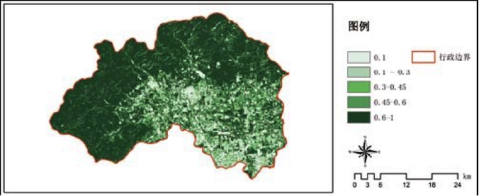 图3 2014年9月3日昌平区植被覆盖度分布(作者绘)